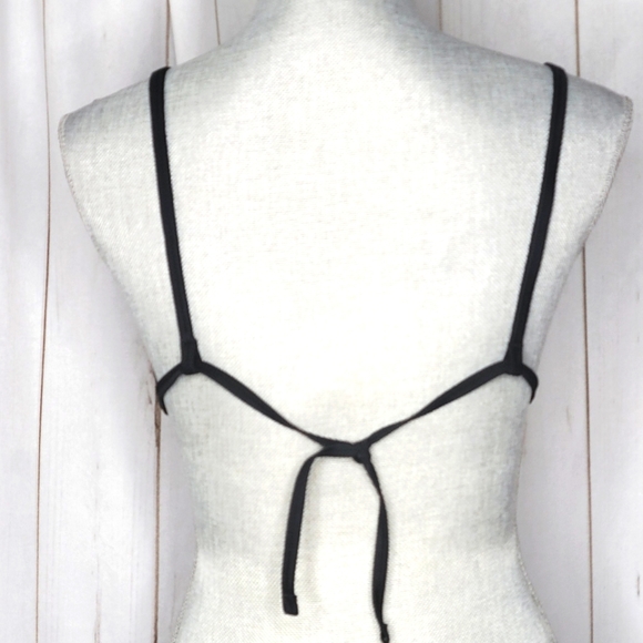 69 Slam Swimwear Black/White Wave Print 3 Way Tie Triangle Bikini Top - Picture 5 of 7